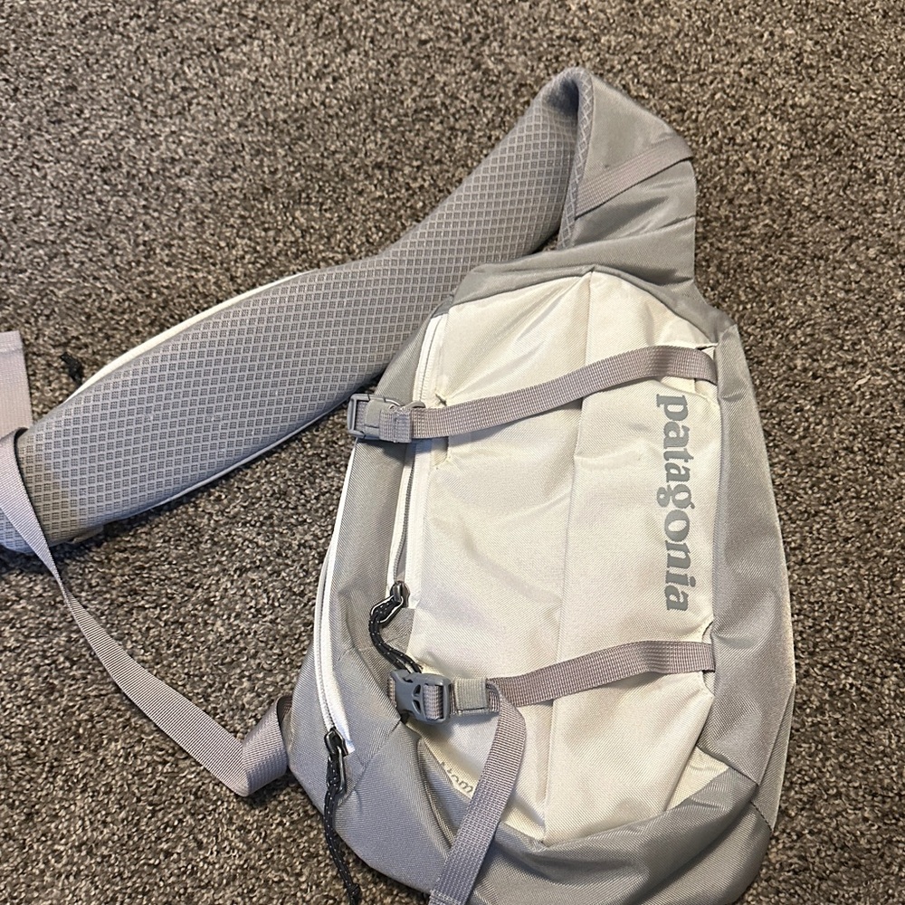 Patagonia Light Gray Atom 8L slingback